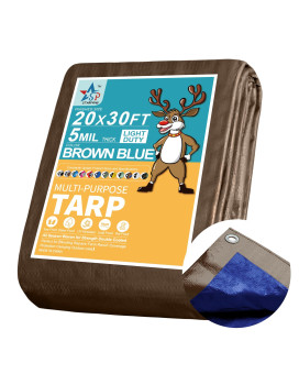 Starpyng5 Mil Brownblue 20X30 Feet Tarplightduty Waterproof Tarpaulinwaterproof Uv Resistant Rip And Tear Resistant Poly