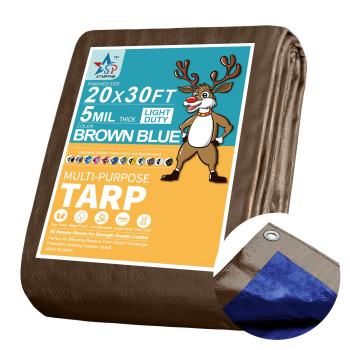 Starpyng5 Mil Brownblue 20X30 Feet Tarplightduty Waterproof Tarpaulinwaterproof Uv Resistant Rip And Tear Resistant Poly