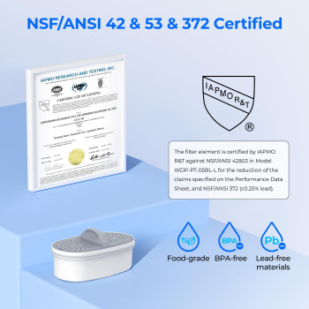 Waterdrop Upgrade Nsf 5342372 Certified Replacement Filters For All Waterdrop Pitcher And Dispenser Filtration System Reduce