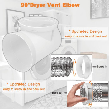 90 Degree Clothes Dryer Vent Elbow Tightfit Connector For 4Inch Dryer Duct Hose In Narrow Spaces