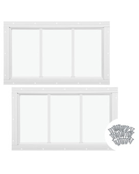 Tandefio 2 Pack 10 X 18 White Flush Mount Shed Window With Tempered Glass Household Windows With Screws For Chicken Coop She