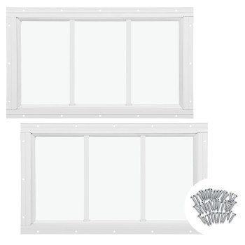 Tandefio 2 Pack 10 X 18 White Flush Mount Shed Window With Tempered Glass Household Windows With Screws For Chicken Coop She