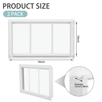 Tandefio 2 Pack 10 X 18 White Flush Mount Shed Window With Tempered Glass Household Windows With Screws For Chicken Coop She