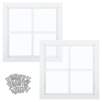 Tandefio 2 Pack 12 X 12 White Flush Mount Shed Window With Tempered Glass Household Windows With Screws For Chicken Coop She