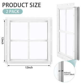 Tandefio 2 Pack 12 X 12 White Flush Mount Shed Window With Tempered Glass Household Windows With Screws For Chicken Coop She