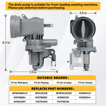 W10425238 Wpw10605427 Washer Drain Pump Oem Intended For Whirlpool Drain Pump Fit For Maytag Washer Drain Pump Wpw10605427 R