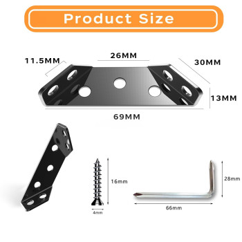 10 Pack Black Bigwaves L Bracket For Shelves Set With Screws Stainless Steel Metal Corner Brackets For Wood Three Sided Fixati