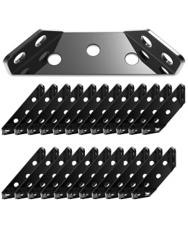 24 Pack Black Bigwaves L Bracket For Shelves Set Stainless Steel Metal Corner Brackets For Wood Three Sided Fixation 90 Degree