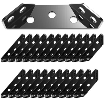 24 Pack Black Bigwaves L Bracket For Shelves Set Stainless Steel Metal Corner Brackets For Wood Three Sided Fixation 90 Degree