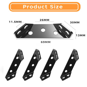 24 Pack Black Bigwaves L Bracket For Shelves Set Stainless Steel Metal Corner Brackets For Wood Three Sided Fixation 90 Degree