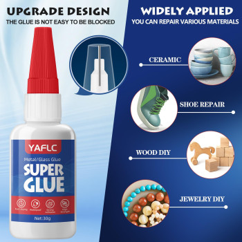 Yaflc Super Glue For Ceramic Repair 30 G X 2 Ceramic Glue For Pottery Super Glue For Plastic Metal Wood Shoe Rhinestone G