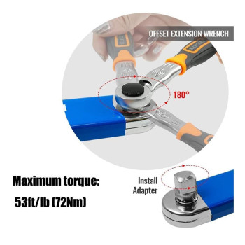 Generic Offset Extension Wrench 154In Tight Reach Extension Wrench Set With 14 38 12 Square Drive Adapters Uni
