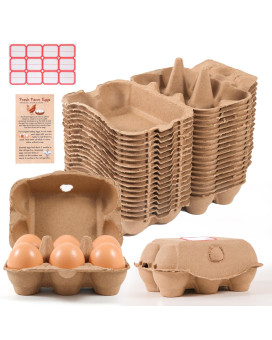 40 Pack Half Dozen Egg Cartons Bulk 6 Count Empty Natural Paper Pulp Egg Cartons Reusable Strong Sturdy Design Made From Natur