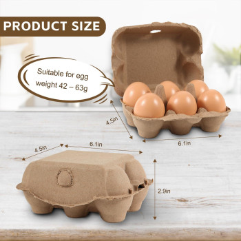 40 Pack Half Dozen Egg Cartons Bulk 6 Count Empty Natural Paper Pulp Egg Cartons Reusable Strong Sturdy Design Made From Natur