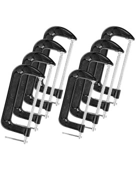 Myfamirea 8 Pcs C Clamp 8 Inch Heavy Duty Steel C Clamp Set Cast Iron Frame Sliding Thandle More Stability Massive Clamps For W