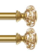 2 Pack Gold Curtain Rods For Windows 66120 Inch 1 Inch Adjustable Acrylic Drapery Rod With Translucent Gold Foil Finials Sing