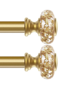 2 Pack Gold Curtain Rods For Windows 66120 Inch 1 Inch Adjustable Acrylic Drapery Rod With Translucent Gold Foil Finials Sing