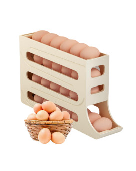 Vmqipns Egg Holder For Fridge Egg Dispenser For Refrigerator Automatic Egg Roller Organizer 4 Tier Spacesaving Eggs Containe