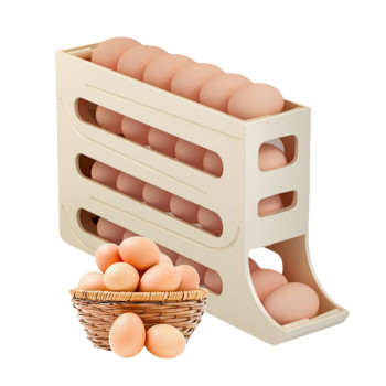 Vmqipns Egg Holder For Fridge Egg Dispenser For Refrigerator Automatic Egg Roller Organizer 4 Tier Spacesaving Eggs Containe