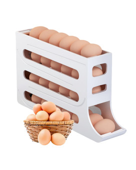 Vmqipns 28 Eggs Egg Holder For Fridge Rolling Egg Dispenser For Refrigerator Automatically 4 Tiers Fridge Egg Rack Spacesavi