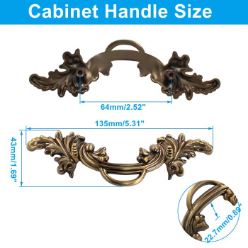 Biaungdo 6 Pcs Vintage Cabinet Pulls Handles Shabby Chic Drawer Handles European Style Dresser Pulls Vintage Antique Furniture