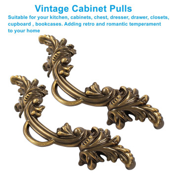 Biaungdo 6 Pcs Vintage Cabinet Pulls Handles Shabby Chic Drawer Handles European Style Dresser Pulls Vintage Antique Furniture