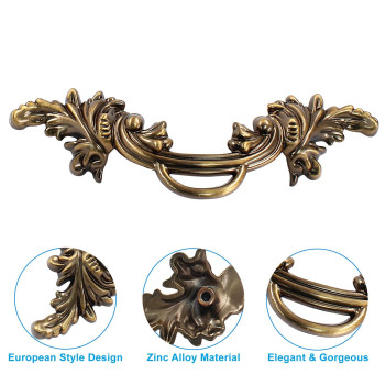 Biaungdo 6 Pcs Vintage Cabinet Pulls Handles Shabby Chic Drawer Handles European Style Dresser Pulls Vintage Antique Furniture