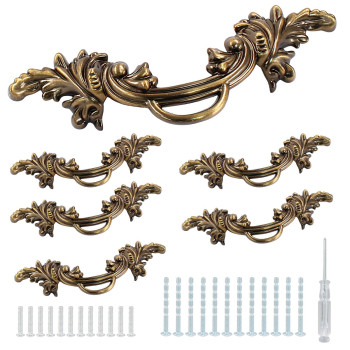 Biaungdo 6 Pcs Vintage Cabinet Pulls Handles Shabby Chic Drawer Handles European Style Dresser Pulls Vintage Antique Furniture