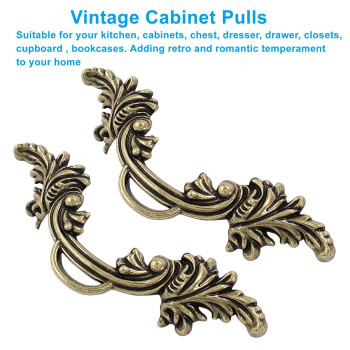 Biaungdo 12 Pcs Vintage Cabinet Pulls Handles Shabby Chic Drawer Handles European Style Dresser Pulls Vintage Antique Furniture