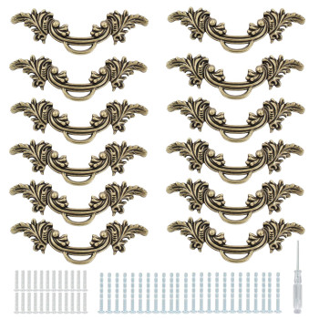 Biaungdo 12 Pcs Vintage Cabinet Pulls Handles Shabby Chic Drawer Handles European Style Dresser Pulls Vintage Antique Furniture