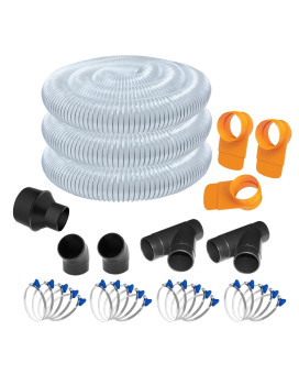 Powertec 4 X 20 Dust Collection Hose With Cone Reducer And Fittings Kit For Table Saw Band Saw Planer Jointer Woodworking