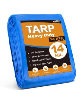 16X20Ft Tarp Keten 14 Mil Tarps Heavy Duty Waterproof With Tear Fade Resistant Uv Resistant Outdoor Tarp With Reinforced Gr