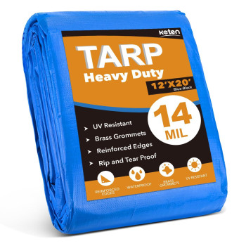 12X20Ft Tarp Keten 14 Mil Tarps Heavy Duty Waterproof With Tear Fade Resistant Uv Resistant Outdoor Tarp With Reinforced Gr