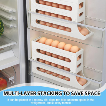 Upgrade 4 Tiers Egg Holder For Fridge 4 Tiers Fridge Egg Rack Large Capacity Egg Dispenser For Refrigerator 2024 New Auto Rollin