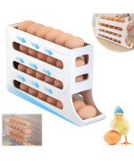 Upgrade 4 Tiers Egg Holder For Fridge 4 Tiers Fridge Egg Rack Large Capacity Egg Dispenser For Refrigerator 2024 New Auto Rolli