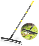 Coopvivi Garden Leaf Rakes 525 Ft Rake For Lawns Heavy Duty Metal Rakes 16 Tines Steel Metal Head With Adjustable Handle Bow