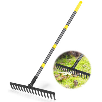 Coopvivi Garden Leaf Rakes 525 Ft Rake For Lawns Heavy Duty Metal Rakes 16 Tines Steel Metal Head With Adjustable Handle Bow