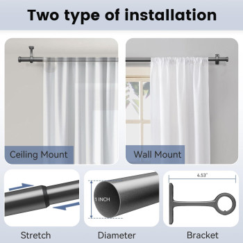 Curtain Rods For Windows 28 To 48 1 Inch Heavy Duty Curtain Rods Small Curtain Rod For Bedroom Kitchen Outdoor Patio Indust