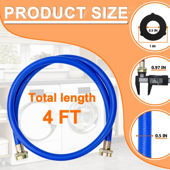 Cenipar 4Ft Rubber Washing Machine Hoses Burst Proof 2 Pack For Hot And Cold Water 34 Npt Connection Water Supply Lines Fit F