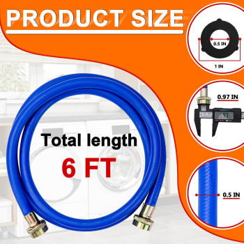 Cenipar 6Ft Rubber Washing Machine Hoses Burst Proof 2 Pack For Hot And Cold Water 34 Npt Connection Water Supply Lines Fit F