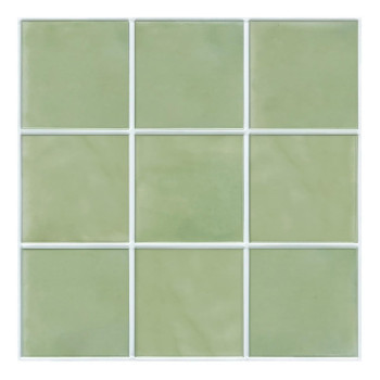 Commomy 10 Pcs Matte Sage Green Peel And Stick Backsplash For Kitchen 118X118 Ultralight Pvc Wall Tiles 3D Square Peel And