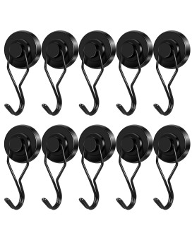 E Bavite Black Swivel Swing Magnetic Hook 110Lb Refrigerator Magnetic Hooks 10 Pack Strong Neodymium Magnet Hook For Refrigerato