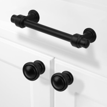 Amasideca 10 Pack Matte Black Cabinet Pulls 334 Inch Hole Centers Kitchen Cabinet Handles Zinc Alloy Black Drawer Pulls Solid