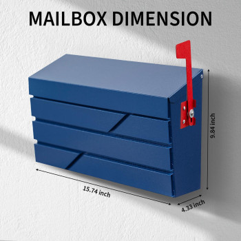 Yoobox Wall Mount Mailbox For House Outside Large Capacity Mailbox With Flag Drop Box Galvanized Steel And Rustproof Metal Po