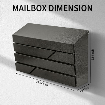 Yoobox Wall Mount Mailbox For House Outside Large Capacity Mailbox Drop Box Galvanized Steel And Rustproof Metal Post Box 15