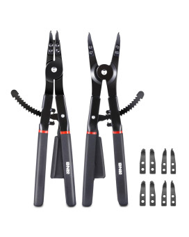 Dna Motoring 2Pc 16 In Long Reach Multi Angle Heavy Duty Internal External Spring Ratchet Circlip Plier For Ring Remover Retaini