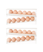 Amzcku Egg Holder For Fridge Auto Rolling Fridge Egg Organizer Space Saving Eggs Dispenser For Refrigerator Storager