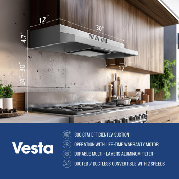 Vesta Cincinnati 30 Range Hood Ductedductless Convertible Stainless Steel Range Hood With Flexible Button Control 2 Speed Lev