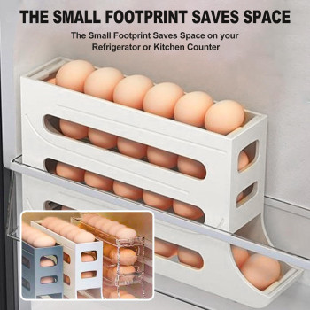 Egg Holder For Fridge Space Saving Fridge Egg Organizer 4 Layers Rolling Egg Dispenser Storage 30 Egg Egg Dispenser For Refri