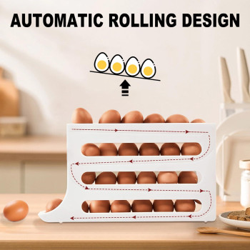 Egg Holder For Fridge Space Saving Fridge Egg Organizer 4 Layers Rolling Egg Dispenser Storage 30 Egg Egg Dispenser For Refri